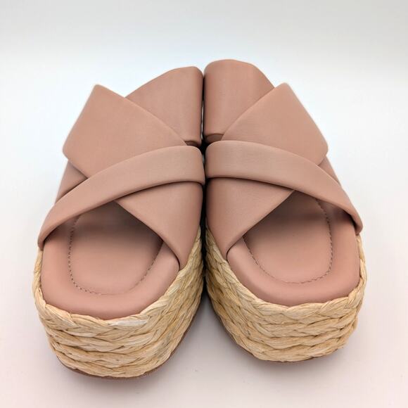 Andre Assous Calesa Leather Espadrille Platform Sandals Pink Size US7-7.5 EU38 - Picture 2 of 11